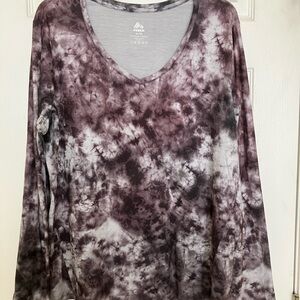RBX Women's Black and Gray Tie-Dye Long Sleeve Top Excellent Condition